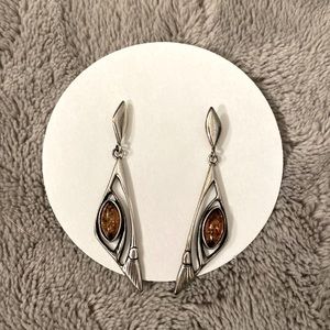 Green Amber Art Deco Post earrings